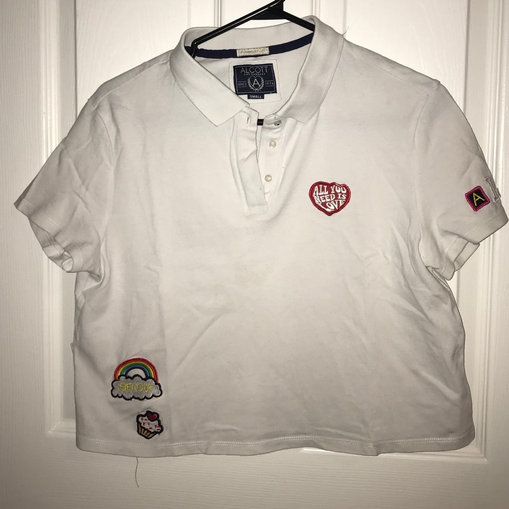 short white polo with graffitis